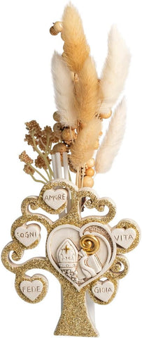 Profumatore albero della vita con simbolo cresima decorato glitter per bambina o bambino Harmony RSCR25041