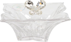 Bomboniera matrimonio scatola media in vetro quadrata con decorazione farfalla in cristallo harmony SNVT23273