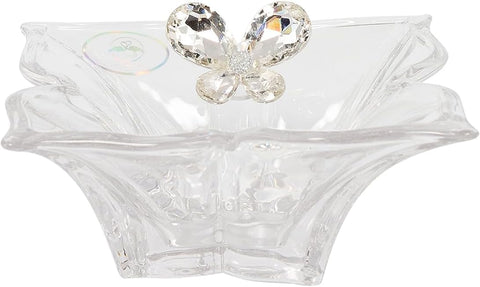 Bomboniera matrimonio scatola media in vetro quadrata con decorazione farfalla in cristallo harmony SNVT23273