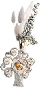 Profumatore albero della vita sacra famiglia decorato con cuori e glitter cresima bambina o bambino Harmony RSMT25046