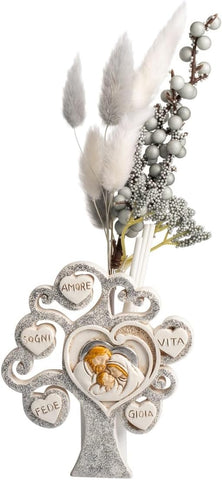 Profumatore albero della vita sacra famiglia decorato con cuori e glitter cresima bambina o bambino Harmony RSMT25046