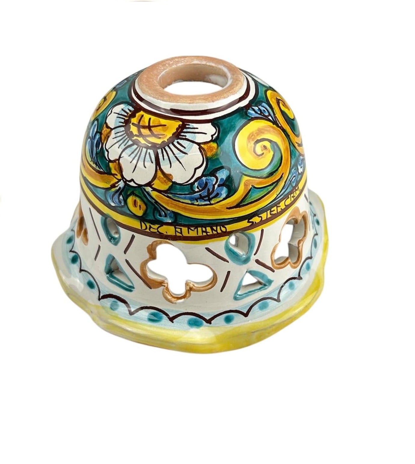 Coppa in ceramica ricambio per lampadario applique plafoniera lampada firmato e decorato a mano dai maestri ceramisti di santo stefano di camastra art. gomes