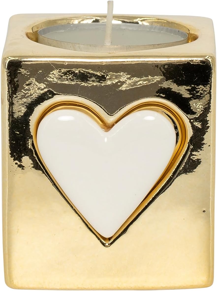 Bomboniera matrimonio portacandela piccolo decorato con cuore bianco harmony PRMT23026