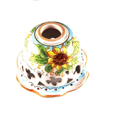 Piatto in ceramica ricambio per lampadario applique plafoniera firmato e decorato a mano dai maestri ceramisti di santo stefano di camastra decoro girasole