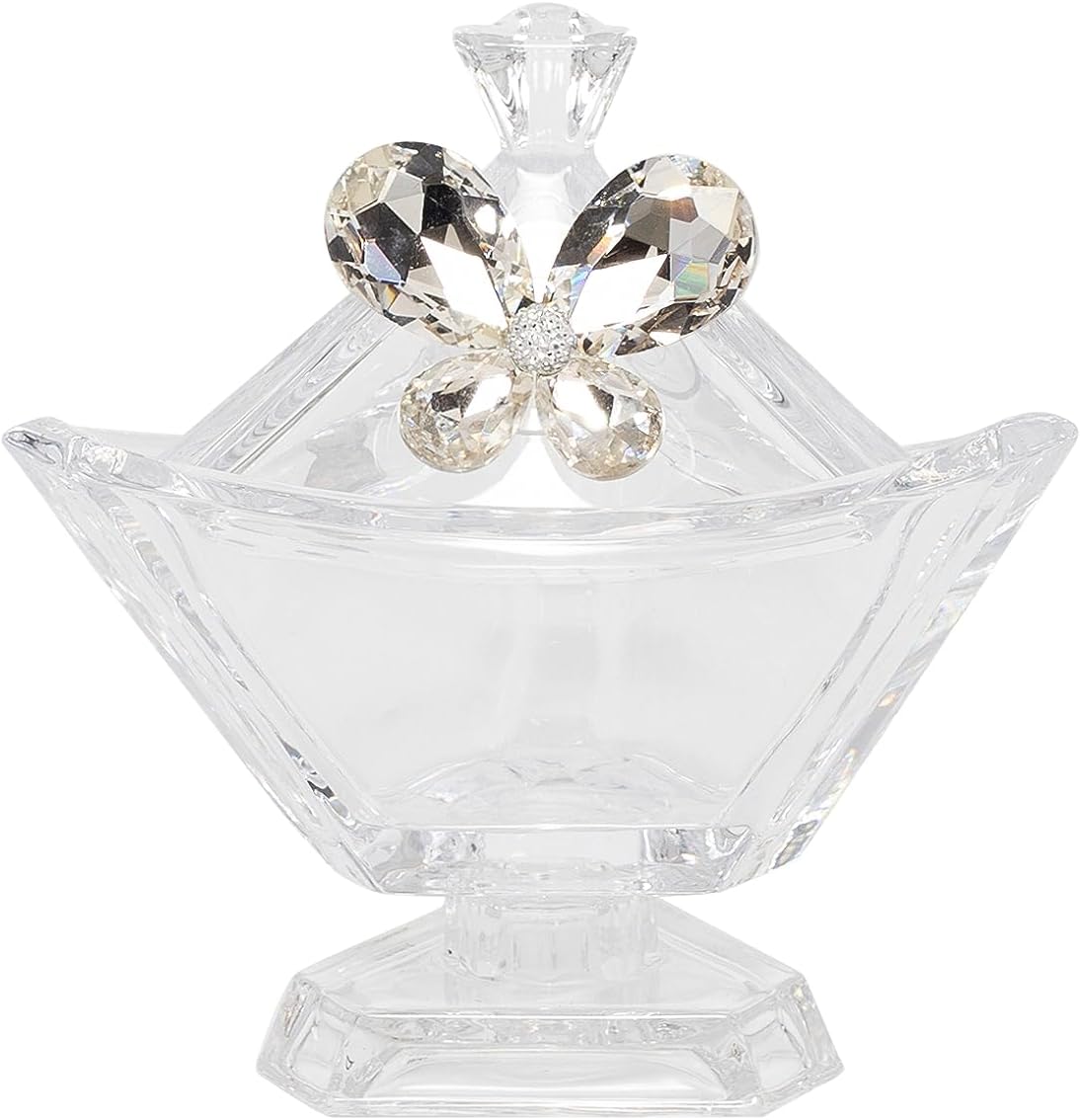 Bomboniera matrimonio scatola triangolare in vetro con decorazione farfalla in cristallo harmony SNVT23271