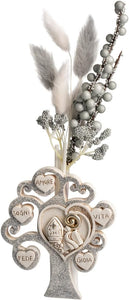 Profumatore albero della vita con simbolo cresima decorato glitter per bambina o bambino Harmony RSCR25045