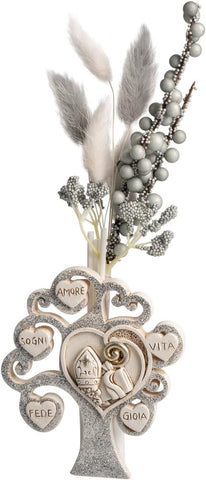 Profumatore albero della vita con simbolo cresima decorato glitter per bambina o bambino Harmony RSCR25045