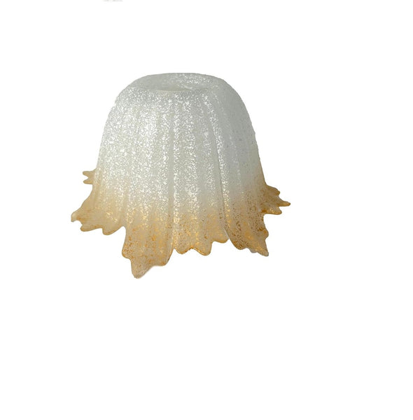 Vetro coppa ricambio lampadari, applique, lumetto, lampada, vetro scavo liscio sfumato ambra art.edera