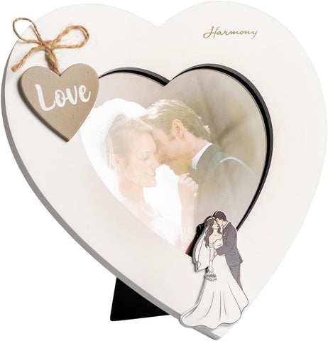 Porta foto cuore in legno bomboniera per ricorrenze, regalo, matrimonio Harmony ARMT25220