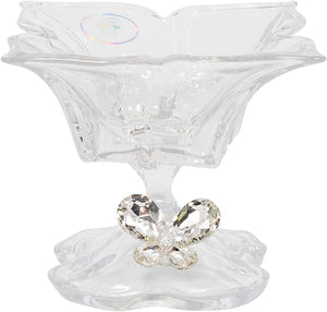 Bomboniera matrimonio alzata media in vetro con decorazione farfalla in cristallo harmony SNVT23285