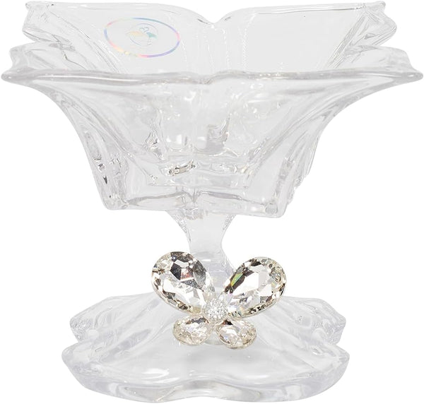 Bomboniera matrimonio alzata media in vetro con decorazione farfalla in cristallo harmony SNVT23285