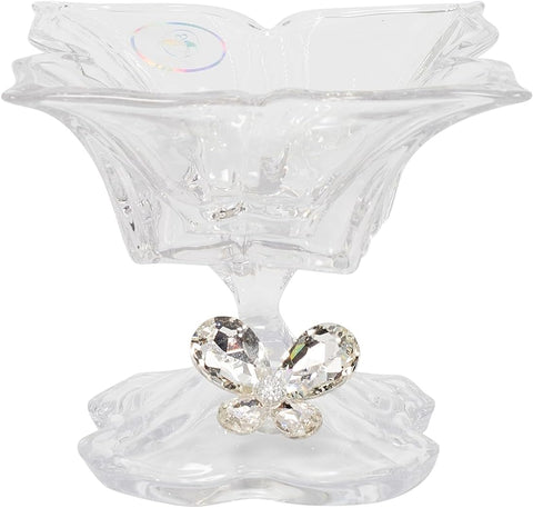 Bomboniera matrimonio alzata media in vetro con decorazione farfalla in cristallo harmony SNVT23285