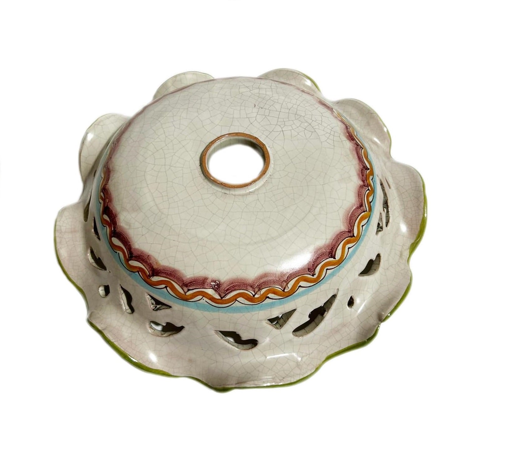 Piatto in ceramica ricambio per lampadario firmato e decorato a mano dai maestri ceramisti di santo stefano di camastra art. limoni antic