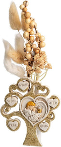 Profumatore albero della vita decorato con cuori e glitter oro per comunione bambino Harmony RSCM25039
