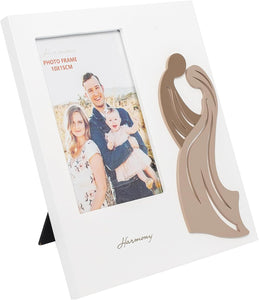 Bomboniera matrimonio cornice portafoto con coppia in legno bianco e tortora harmony ARMT23288
