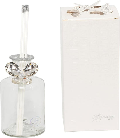 Bomboniera matrimonio profumatore in vetro con glitter e farfalla in cristallo harmony SNVT23268