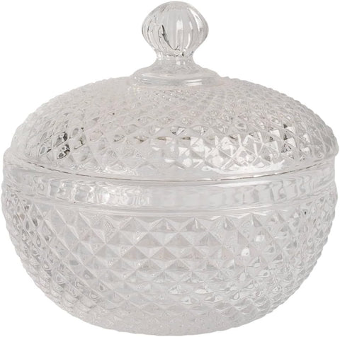 Scatolina in vetro tonda decorata bomboniera per matrimonio, comunione, cresima, Harmony SNVT25036