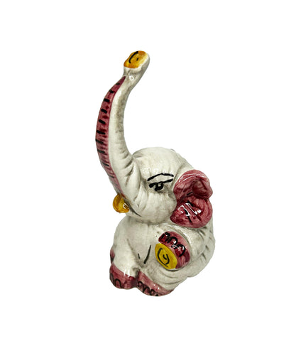 Elefante in ceramica di Caltagione realizzato a mano, animali portafortuna (amaranto)