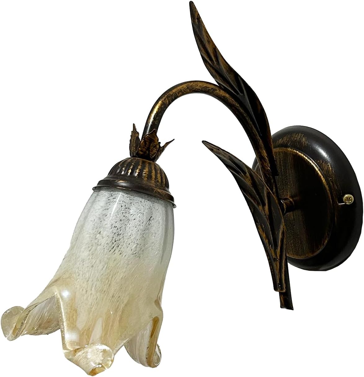 Applique da parete a 1 luce in ferro battuto e vetro realizzato artigianalmente coll. scott