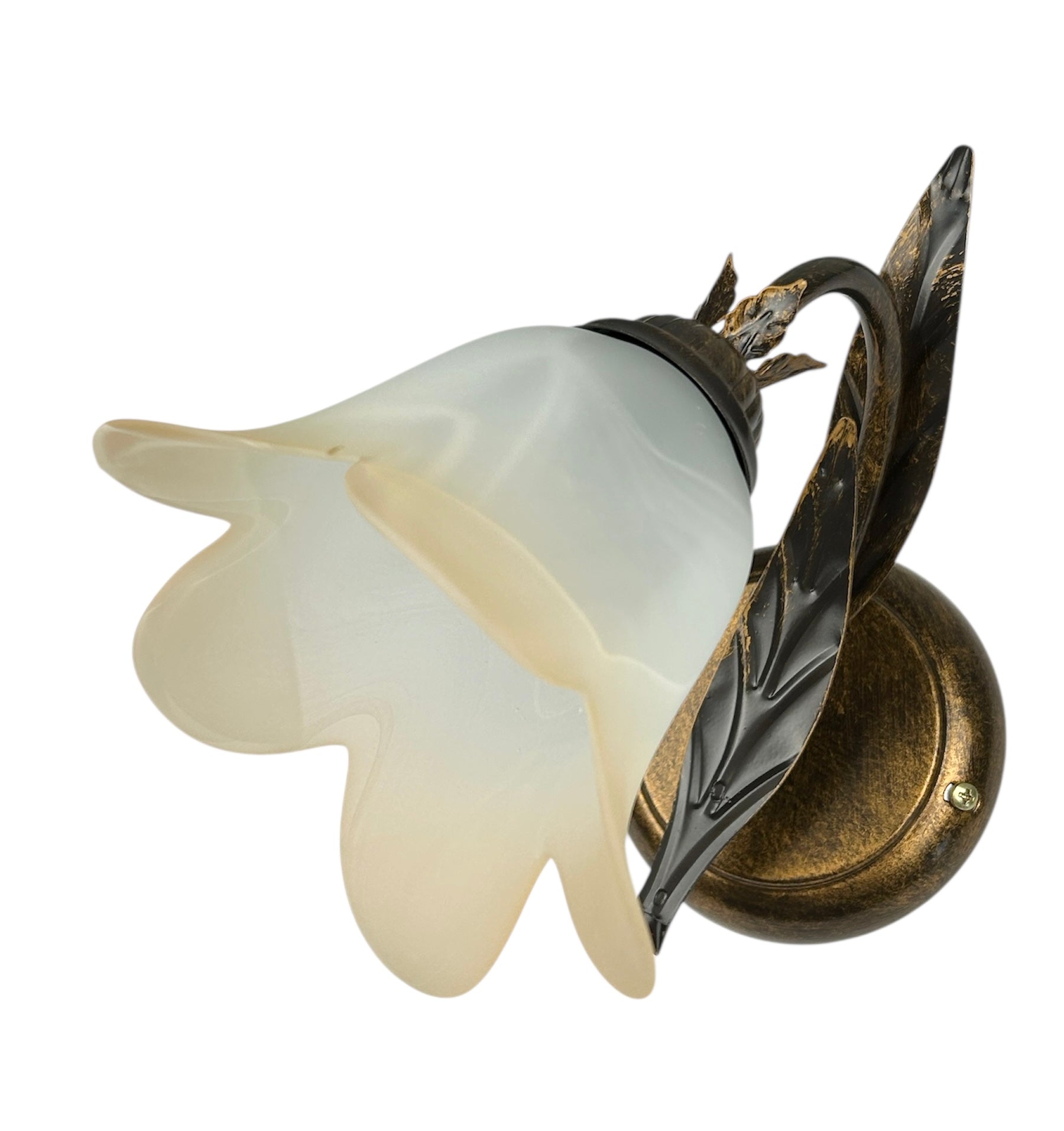 Applique da parete classico a 1 luce in ferro battuto e vetro realizzato artigianalmente coll. ralph