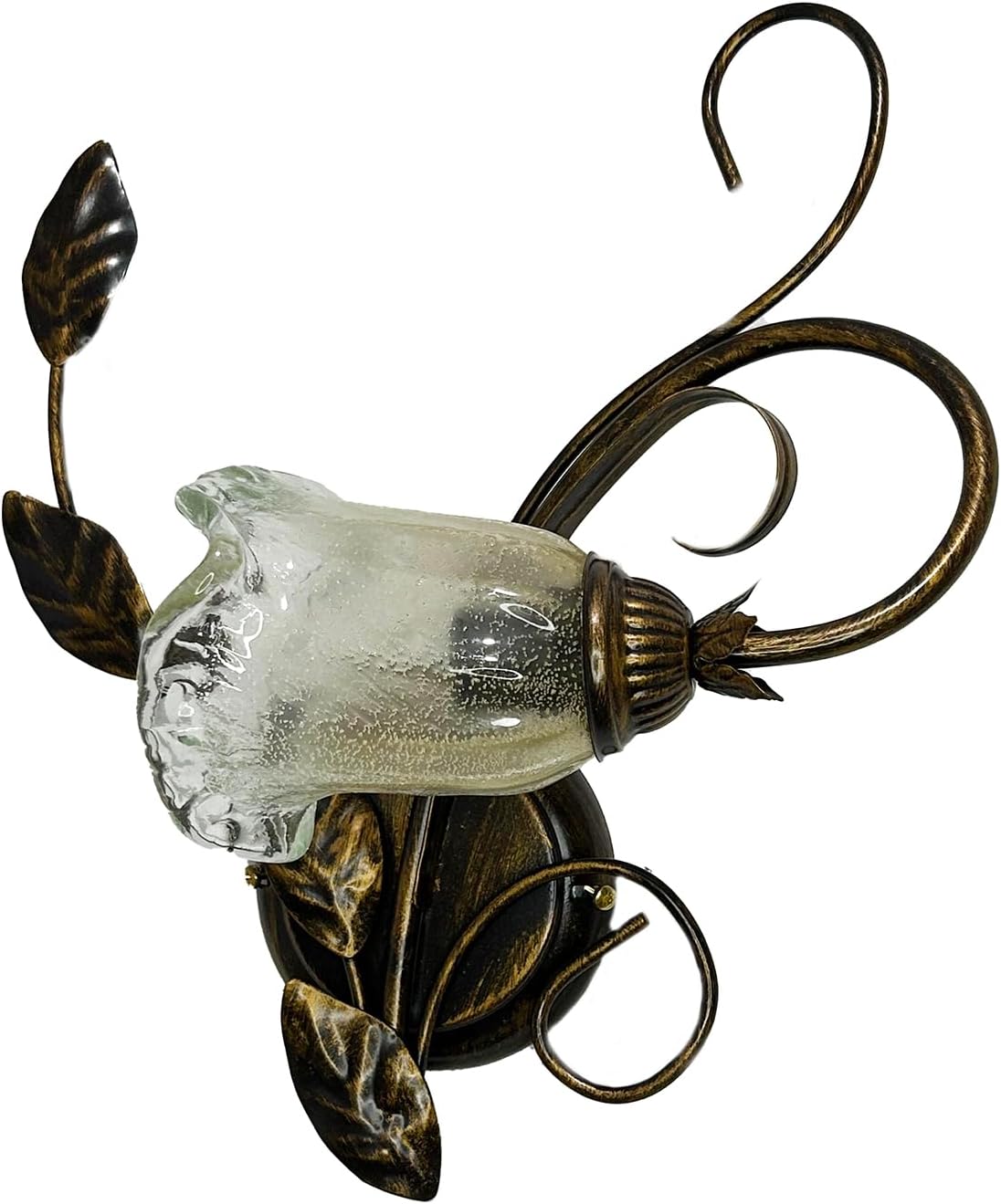 Applique da parete a 1 luce in ferro battuto e vetro realizzato artigianalmente coll. cox (DESTRO)