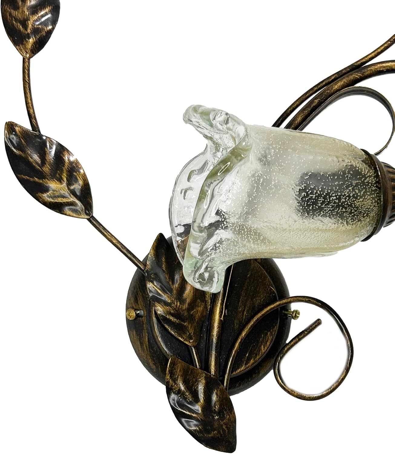 Applique da parete a 1 luce in ferro battuto e vetro realizzato artigianalmente coll. cox (DESTRO)