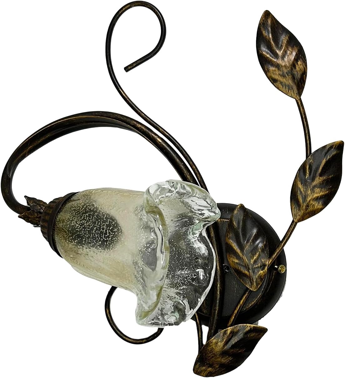 Applique da parete a 1 luce in ferro battuto e vetro realizzato artigianalmente coll. cox (SINISTRO)