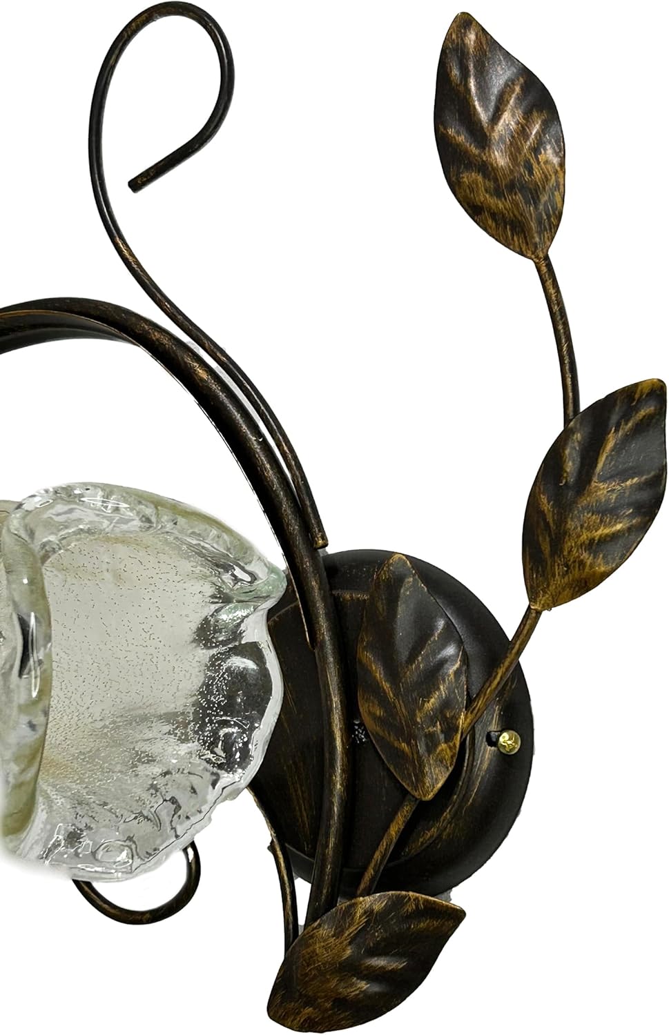 Applique da parete a 1 luce in ferro battuto e vetro realizzato artigianalmente coll. cox (SINISTRO)