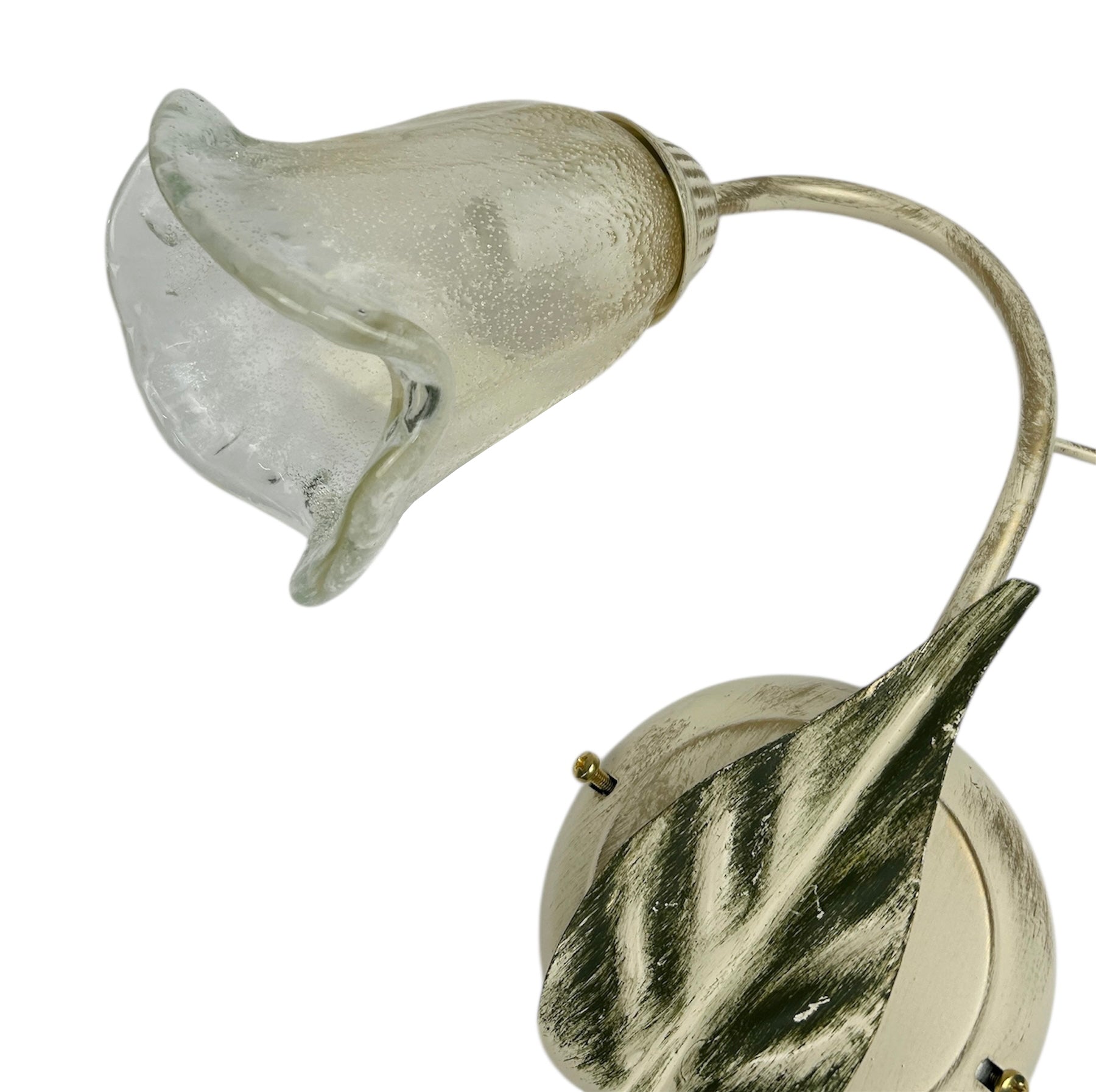 Applique da parete a 1 luce sinistro in ferro battuto e vetro realizzato artigianalmente coll. steven