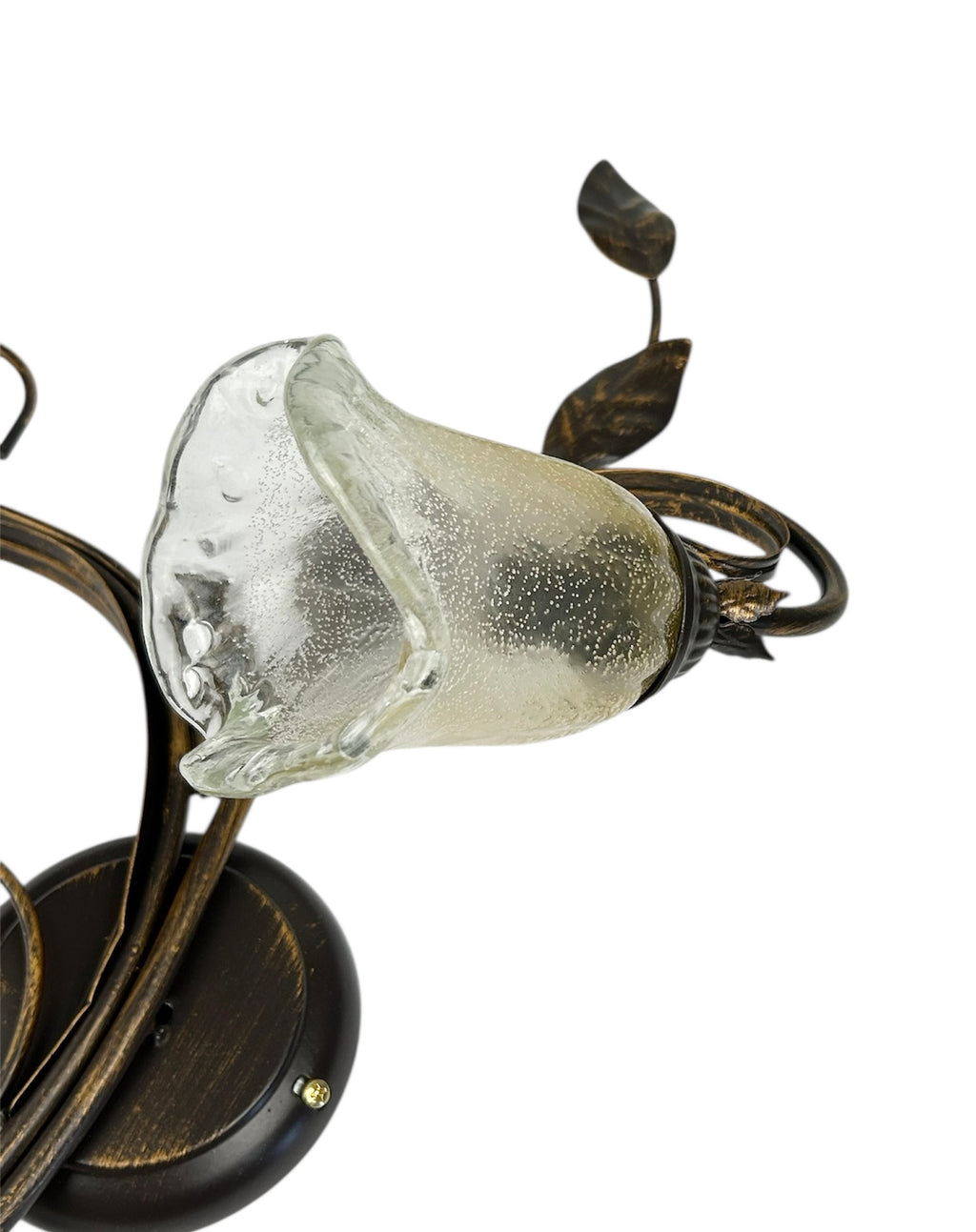 Applique da parete classico a 2 luci in ferro battuto e vetro realizzato artigianalmente coll. cox