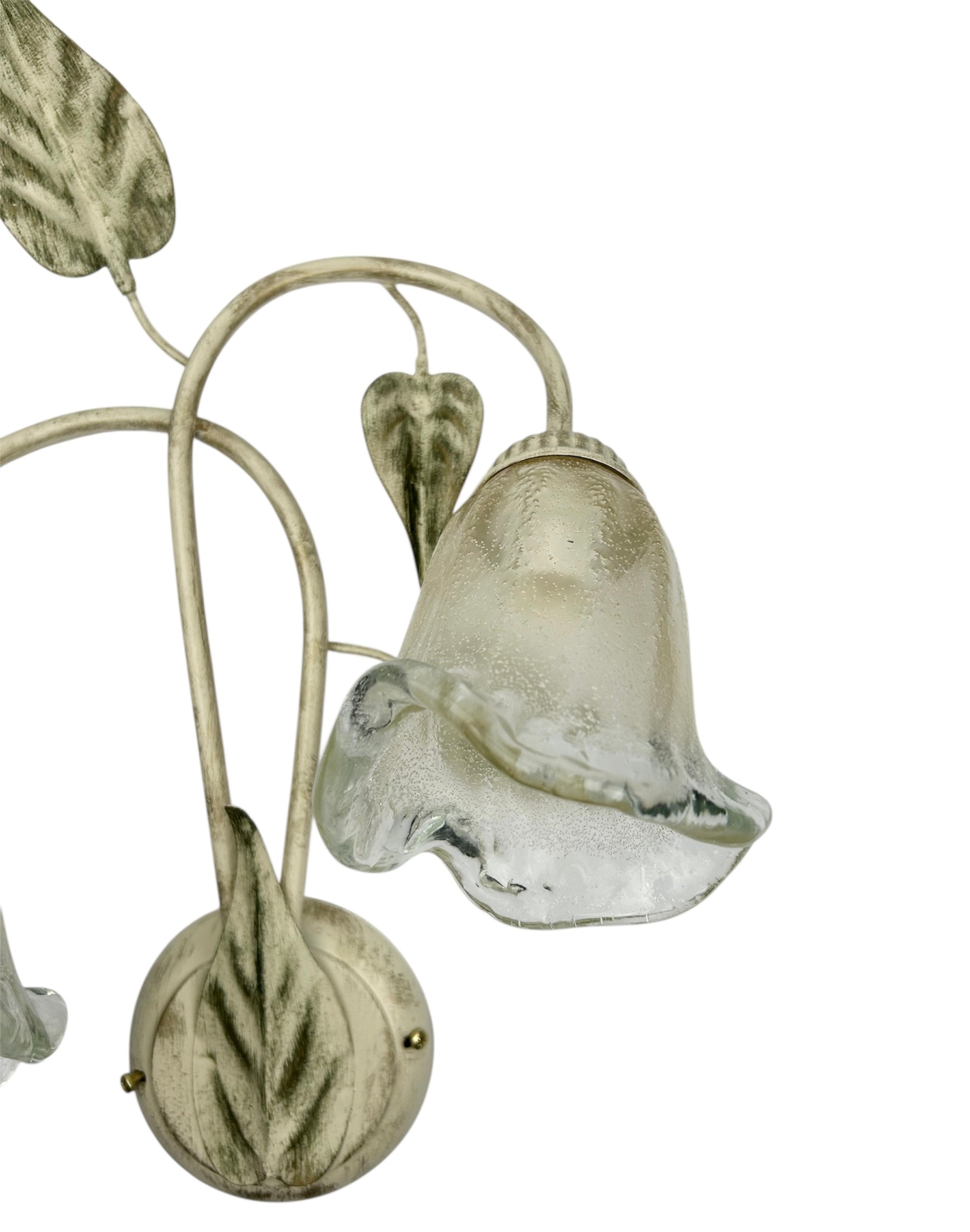 Applique da parete a 2 luci in ferro battuto e vetro realizzato artigianalmente coll. steven