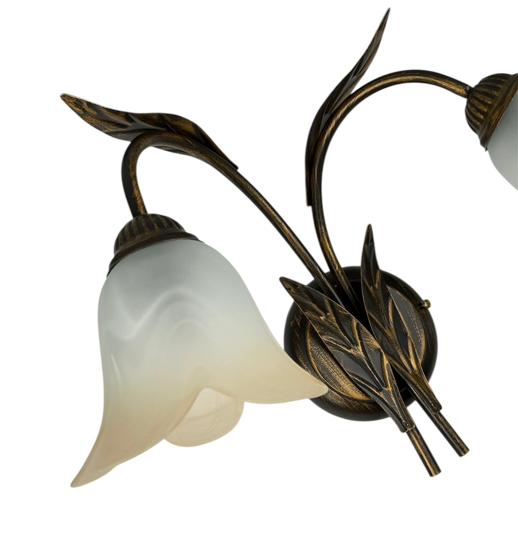 Applique da parete classico a 2 luci in ferro battuto e vetro realizzato artigianalmente coll. ralph