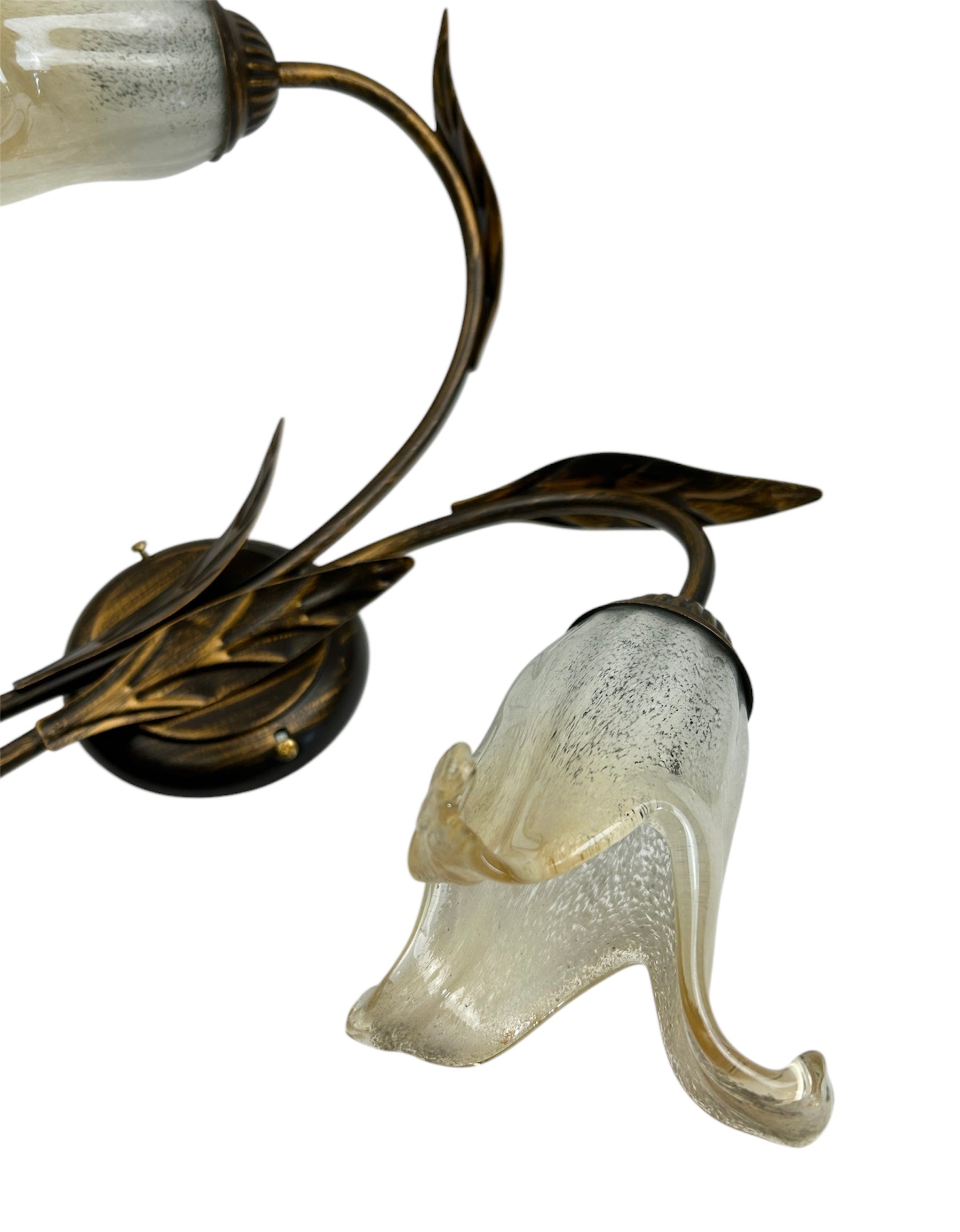 Applique da parete a 2 luci classico in ferro battuto e vetro realizzato artigianalmente coll. scott