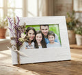 Bomboniera comunione e cresima portafoto in legno decorato con fiori bianco harmony ARCM24021