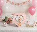 Porta Foto in Legno Cuore con orsetto bomboniera Battesimo e Nascita Bambina Harmony ARNB25218