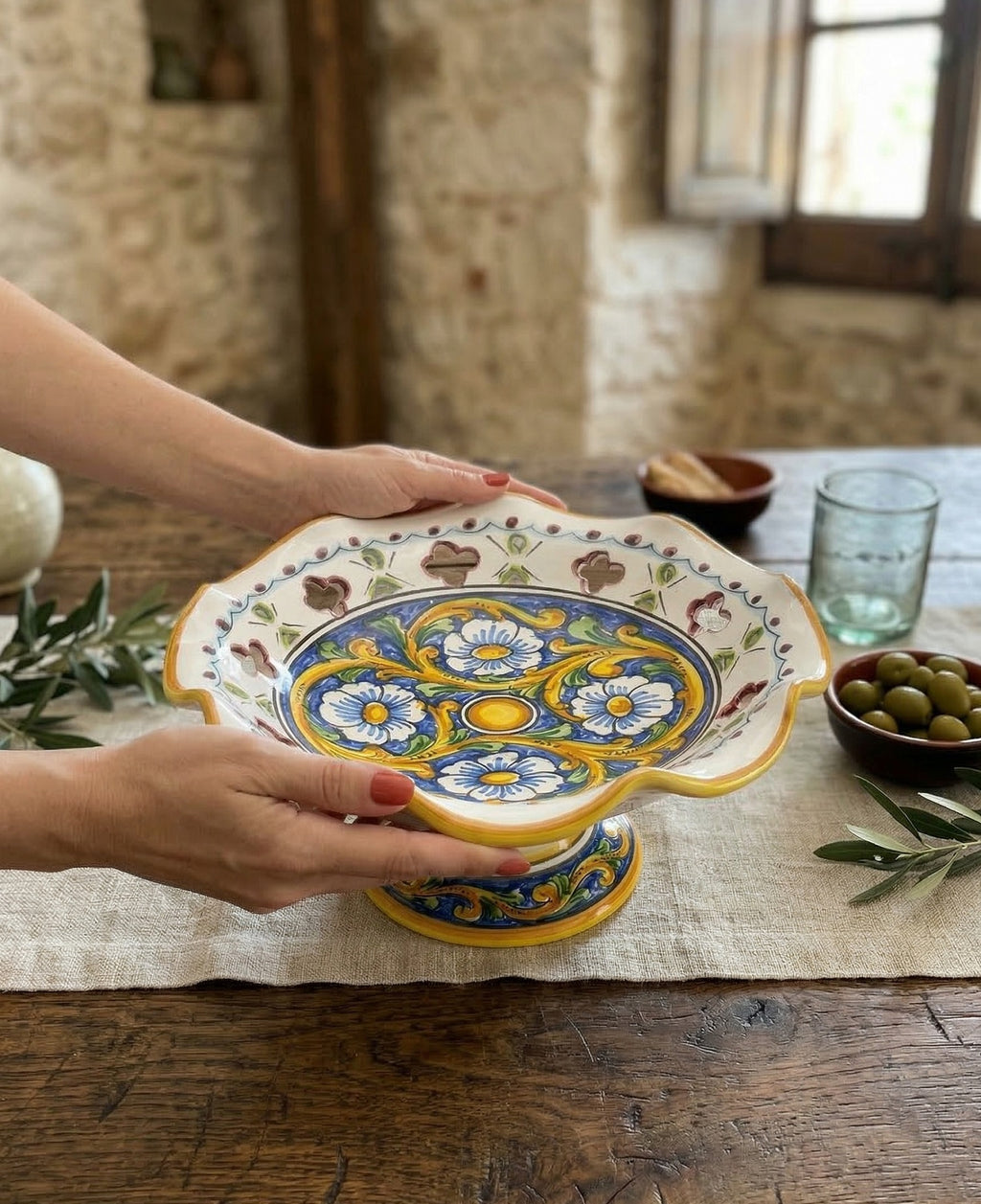 Medium ceramic centerpiece decorated by hand by Sicilian ceramists baroque art 4