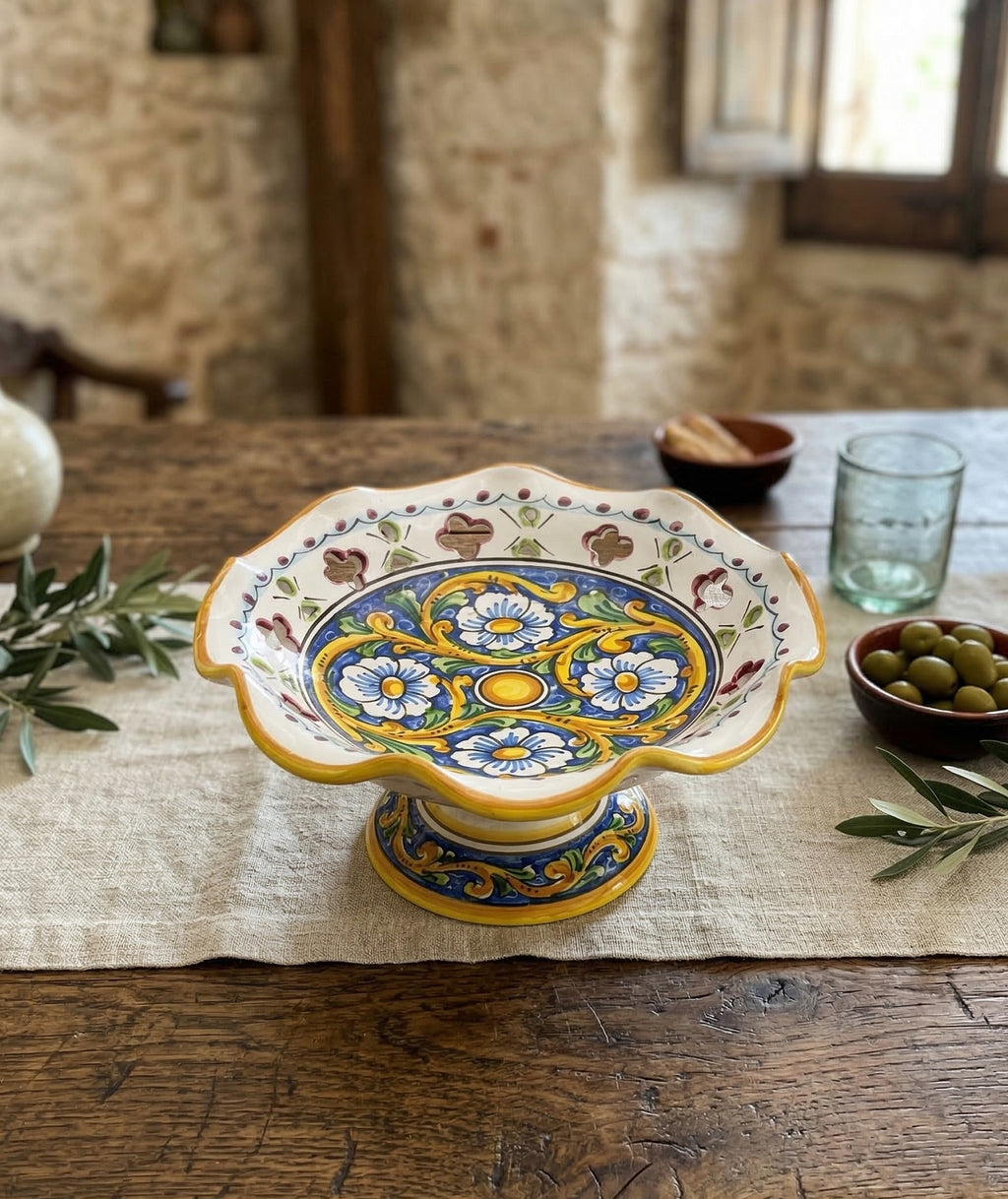 Medium ceramic centerpiece decorated by hand by Sicilian ceramists baroque art 4