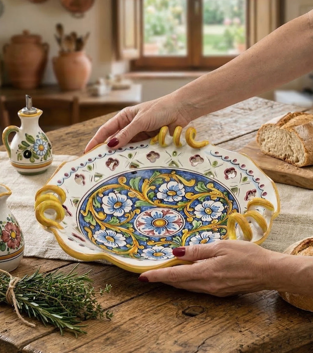 Centrotavola grande in ceramica decorata a mano da ceramisti siciliani barocco art 6