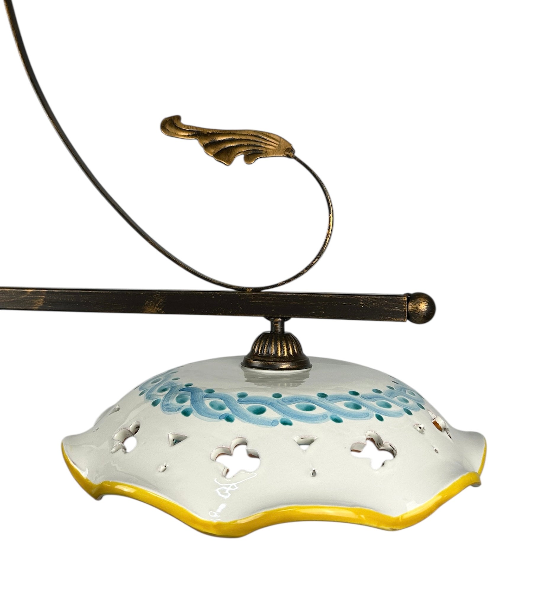 Piatto in ceramica per lampadario decorato realizzato e firmato a mano sospensione art. gomes