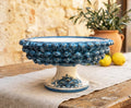 Large half pine cone stand in Sicilian ceramic from Caltagirone, hand-made and decorated, blue 