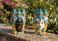 Pair of Sicilian ceramic Moor's heads from Caltagirone h20cm art. Sicilian blue 