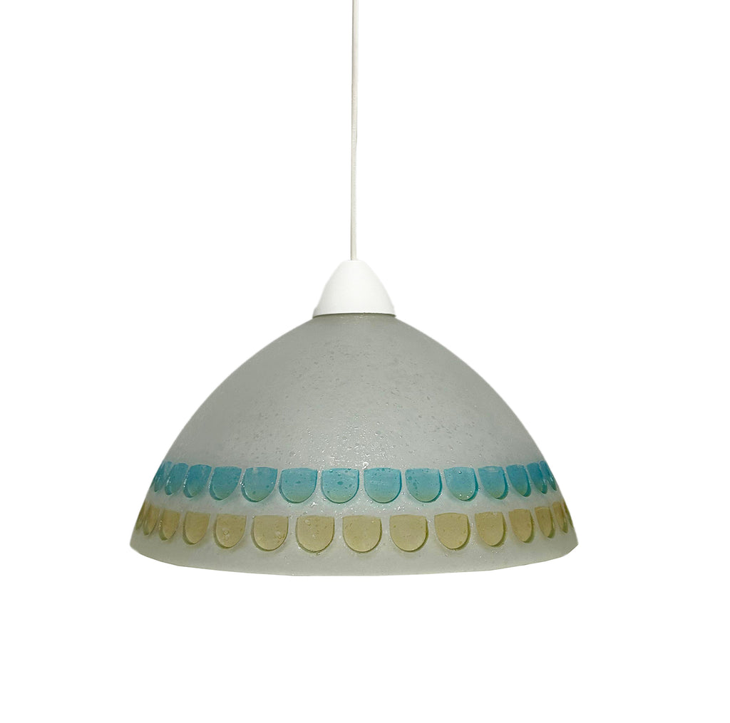 Lampadario a Sospensione Classico in Vetro, 1 Luce, per Cucina, Bagno, Camera, Soggiorno, Scala, Corridoio art. Bottone (AZZURRO)