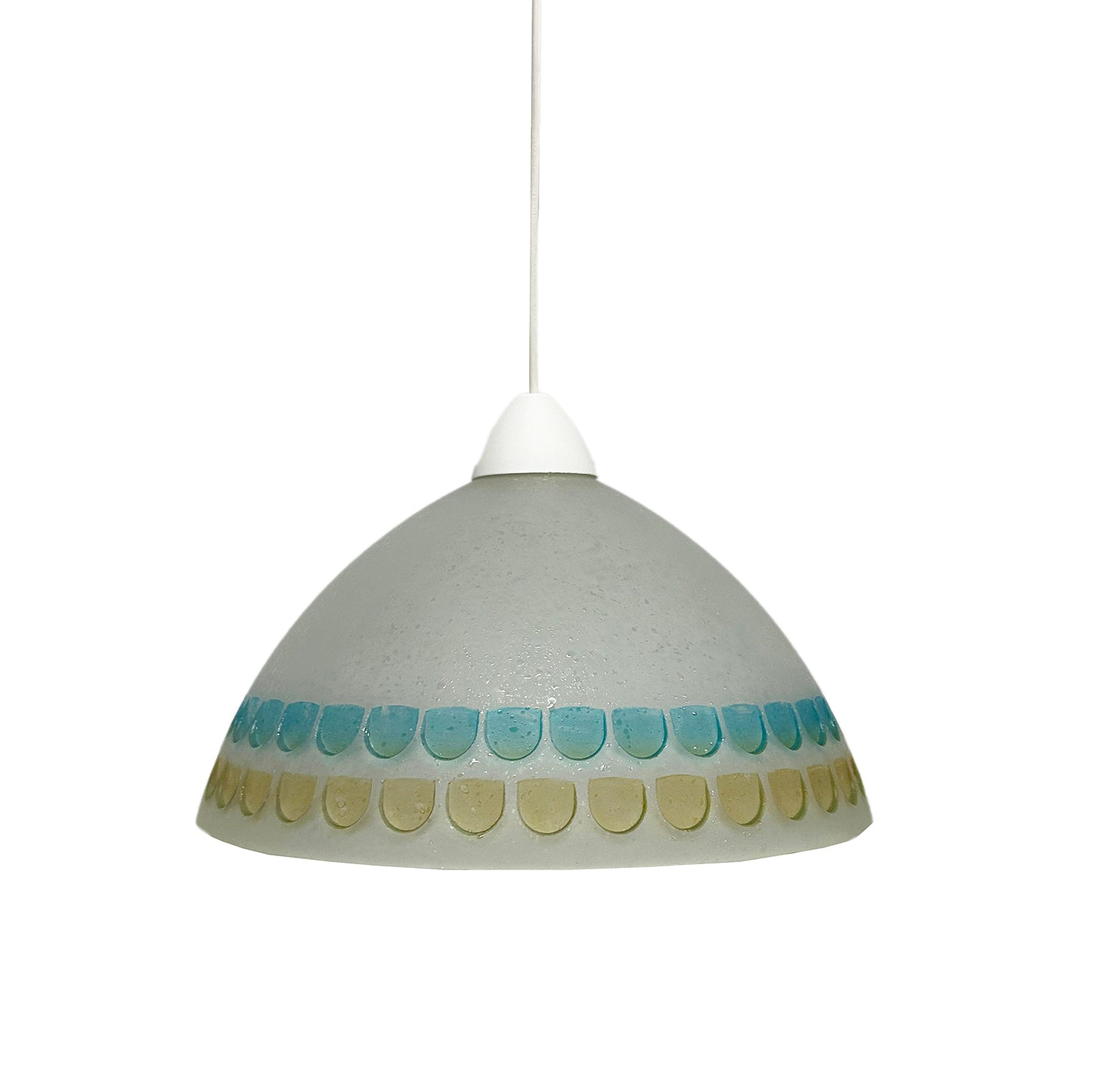 Lampadario a Sospensione Classico in Vetro, 1 Luce, per Cucina, Bagno, Camera, Soggiorno, Scala, Corridoio art. Bottone (AZZURRO)