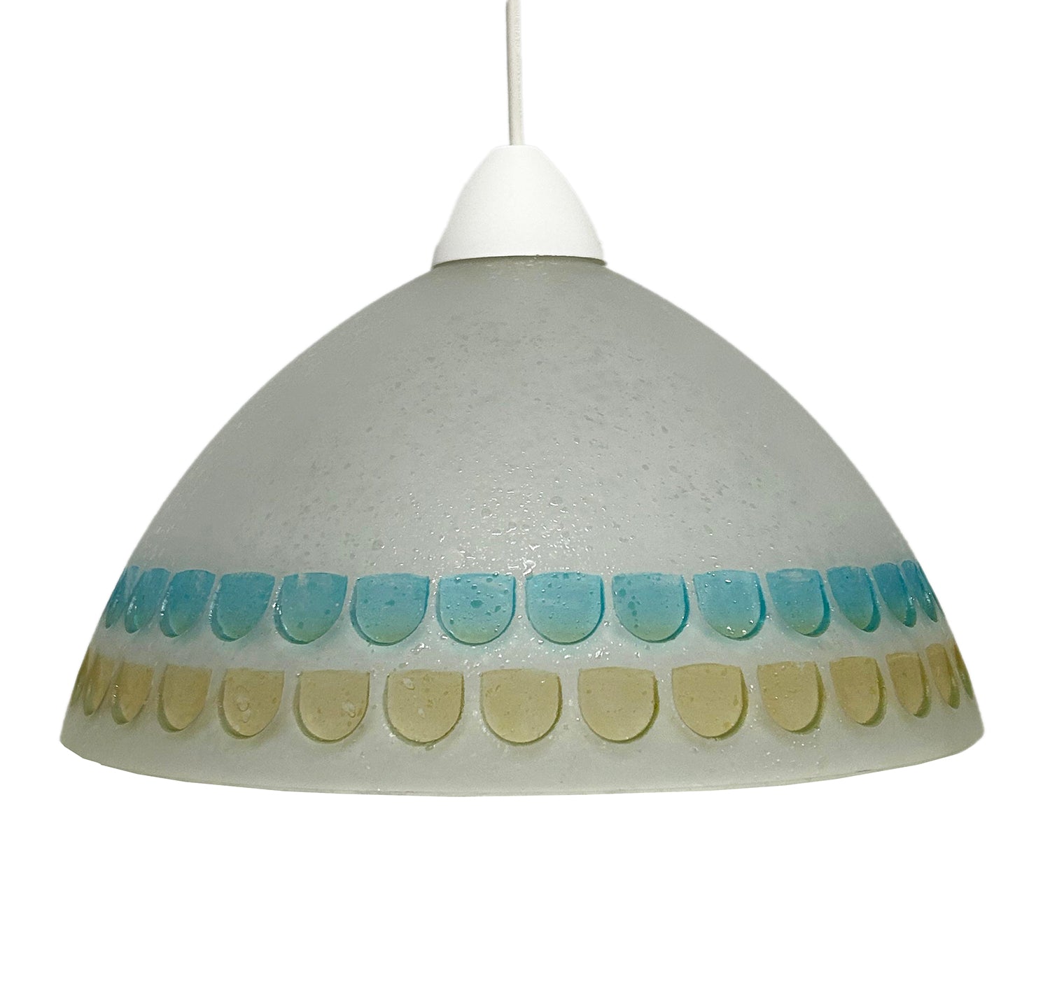 Lampadario a Sospensione Classico in Vetro, 1 Luce, per Cucina, Bagno, Camera, Soggiorno, Scala, Corridoio art. Bottone (AZZURRO)