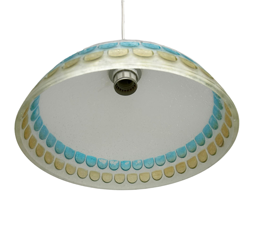 Lampadario a Sospensione Classico in Vetro, 1 Luce, per Cucina, Bagno, Camera, Soggiorno, Scala, Corridoio art. Bottone (AZZURRO)