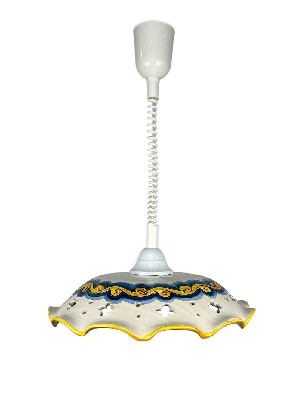 Lampadario a sospensione 1 luce saliscendi con ceramica realizzata e decorata artigianalmente coll. candida