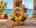 Sicilian ceramic Caltagirone coffe bag, handmade and hand-decorated, lemons design