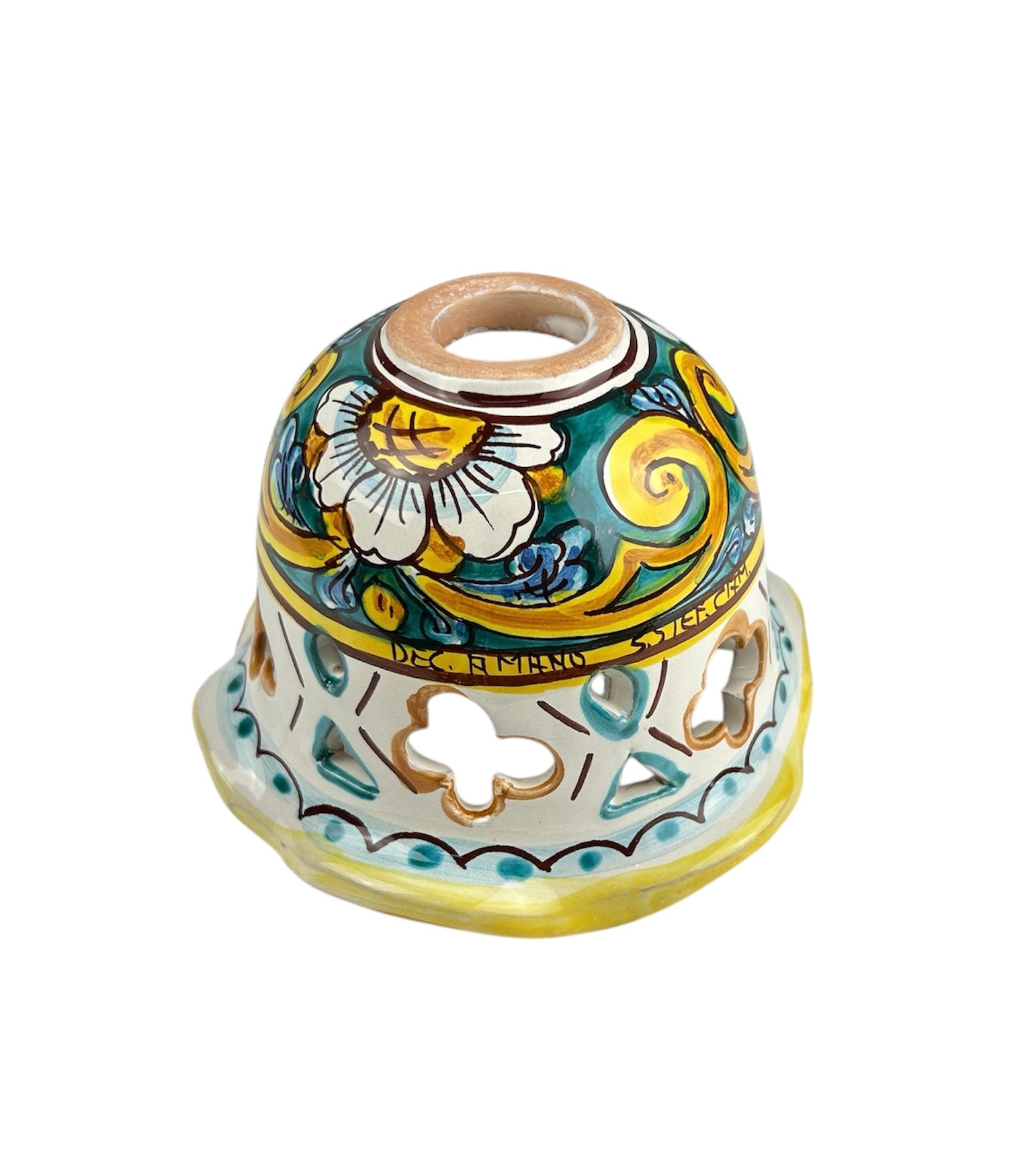 Coppa in ceramica ricambio per lampadario firmato e decorato a mano da ceramisti siciliani art. gomes