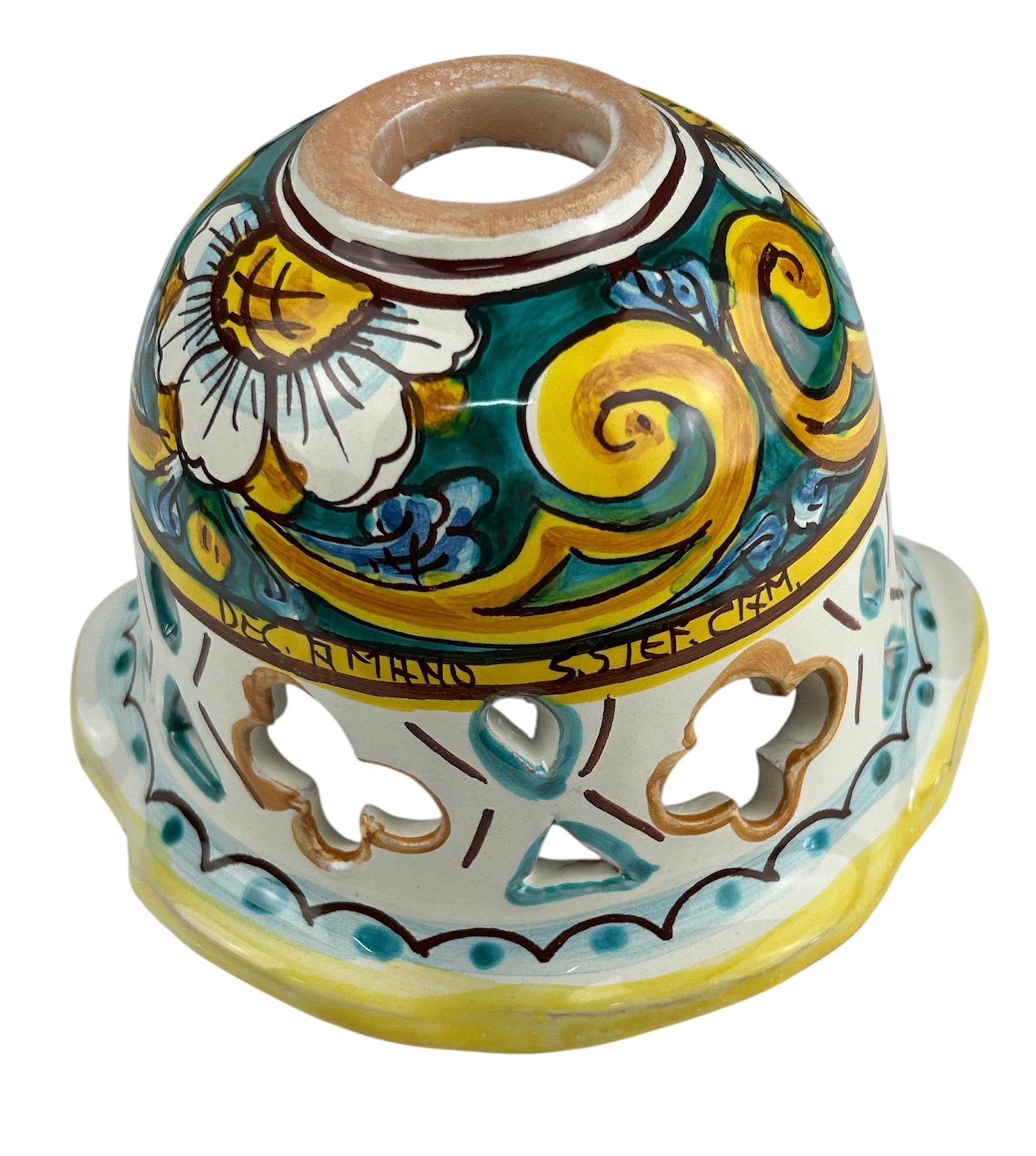 Coppa in ceramica ricambio per lampadario firmato e decorato a mano da ceramisti siciliani art. gomes