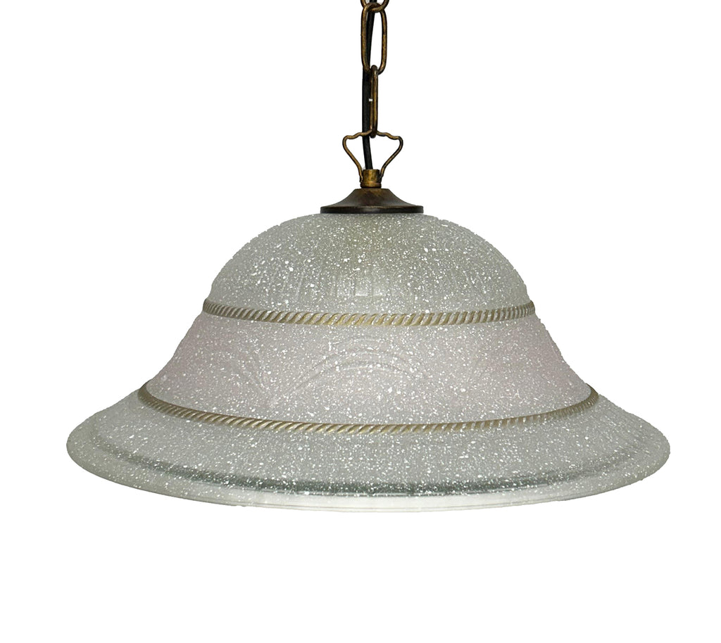 Lampadario a Sospensione Classico in Vetro, 1 Luce, per Cucina, Bagno, Camera, Soggiorno, Scala, Corridoio art. (CORONA ROSA)